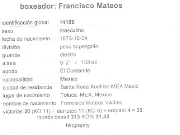 Coreanito Mateos Box Biografía